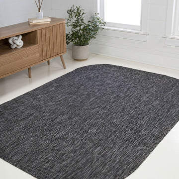 Miles Modern Minimalist Radius Corner Solid Indoor/Outdoor Area Rug